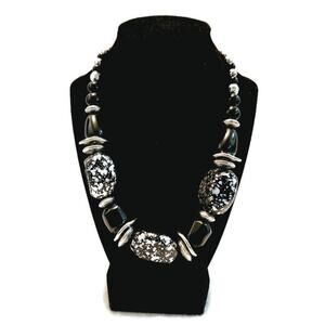 Chuncky Black and Silver Women's Contemporary Necklace